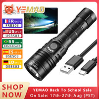 YEMAO G40pro 2000lm Flashlight USB C Rechargeable Flashlights SST40 High Power LED Torch 21700 Battery with Power Indicator
