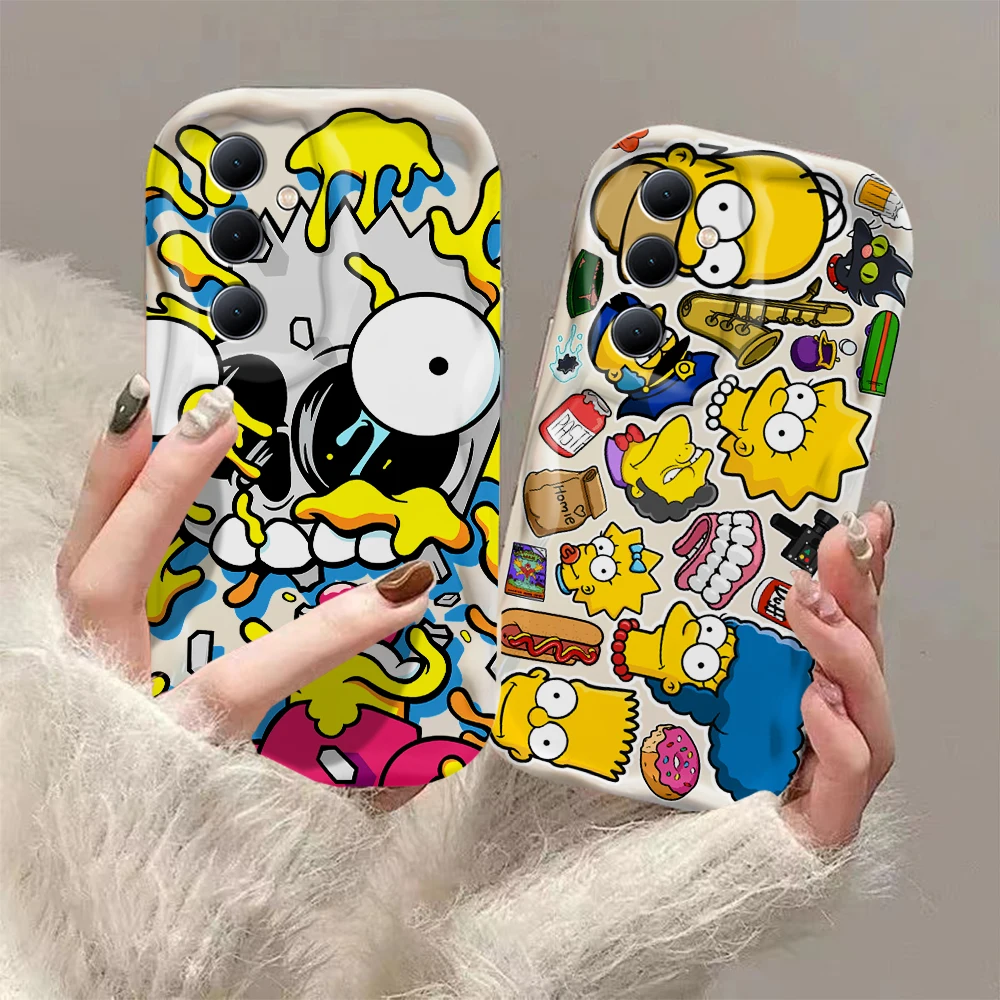 Cartoon The S-Simpson 3D Wave Case For OPPO A98 A94 A93 A92 A79 A78 A76 A58 A57 A55 A38 A33 A17 A16 A15 2020 4G 5G Back Cover