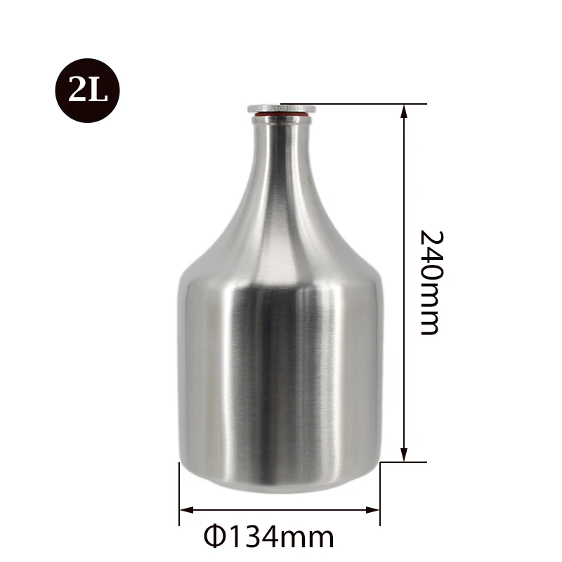 Goose Neck 2L(64oz) Beer Keg Barrel Stainless Single Wall Brand New Screw Cap Portable Craft Beer Kombucha Nitro Coffee Seltzer