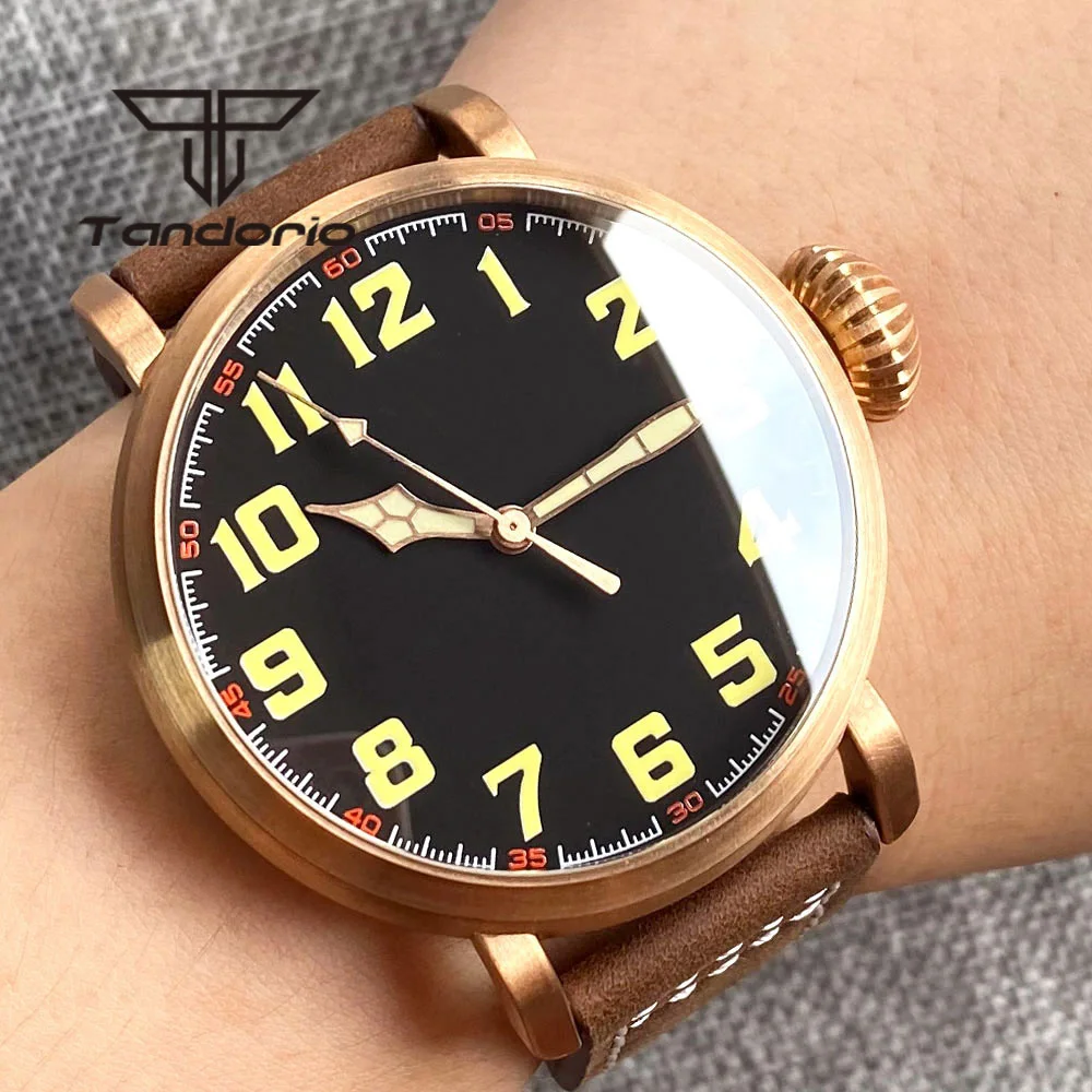 Tandorio Rvs/CUSN8 Brons 46.5Mm Automatische Mannen Polshorloge PT5000 NH35A Beweging Sapphire Crystal Screwdown Kroon