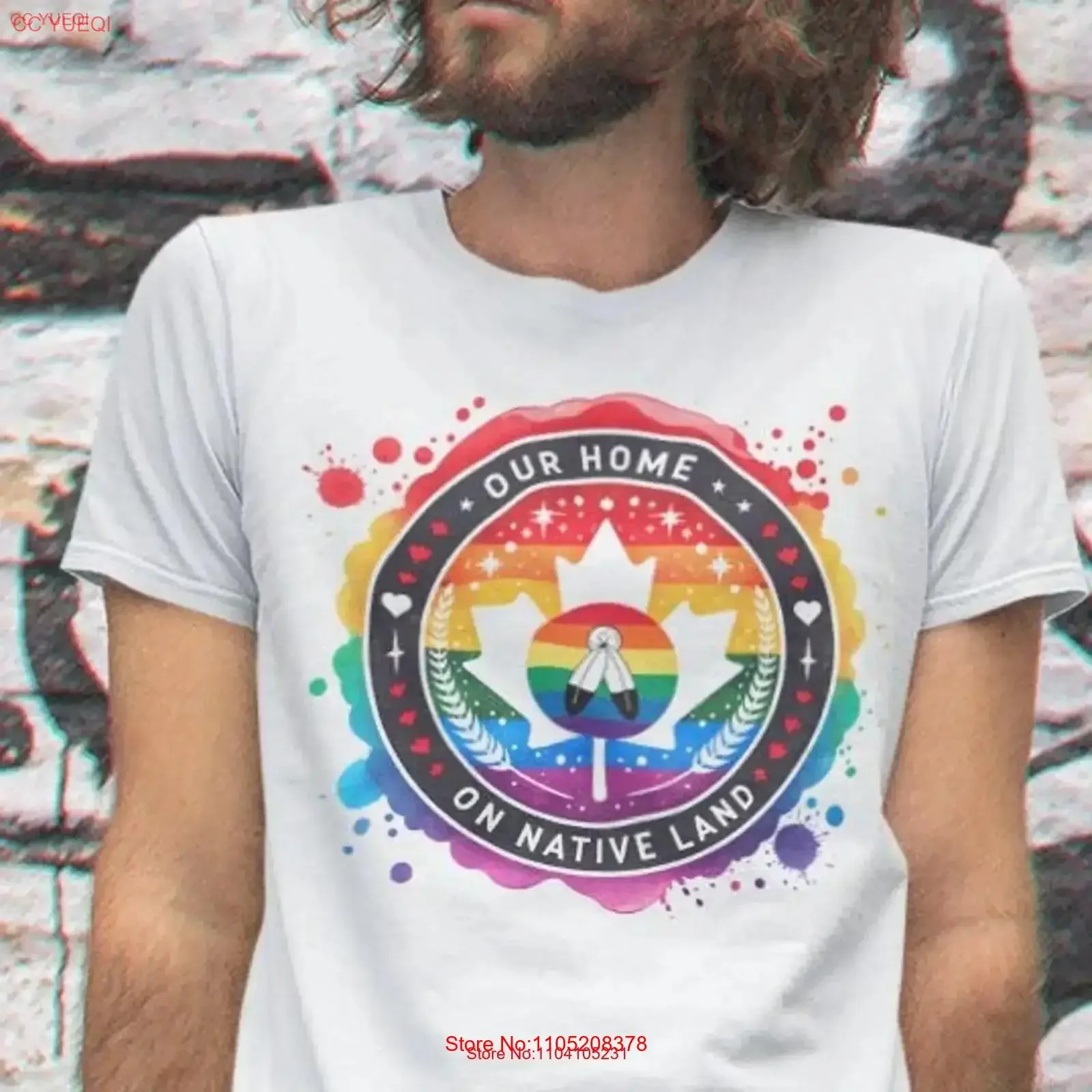 Canada LGBTQ T Shirt Our Home ON Native Land LGBT Canadian Gay Lesbian Bi Trans Day Softstyle vintage Washed Slightly