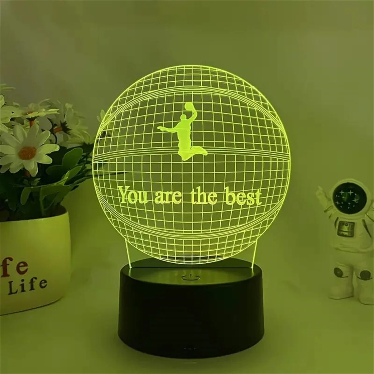 1pc Basketball 3D Night Light, 3D Optical Illusion Lamp With Touch, 7-Color Changing Ambient Light For Bedroom