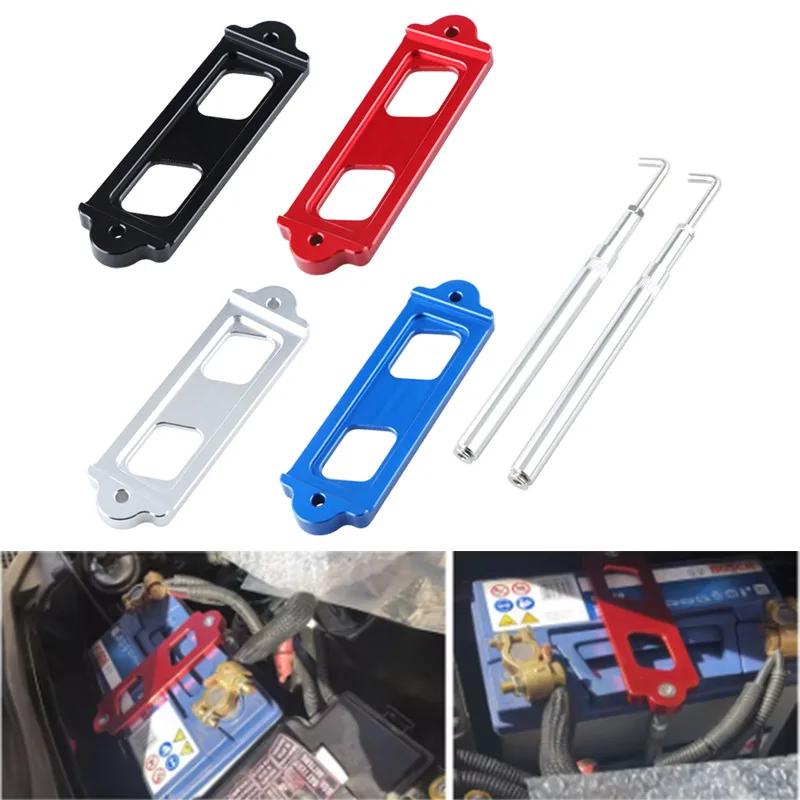 

Aluminum Battery Tie Down Kit Hold Down Rod with Stainless Tray Hooks for Honda Civic / CRX S2000 for Acura Integra RSX