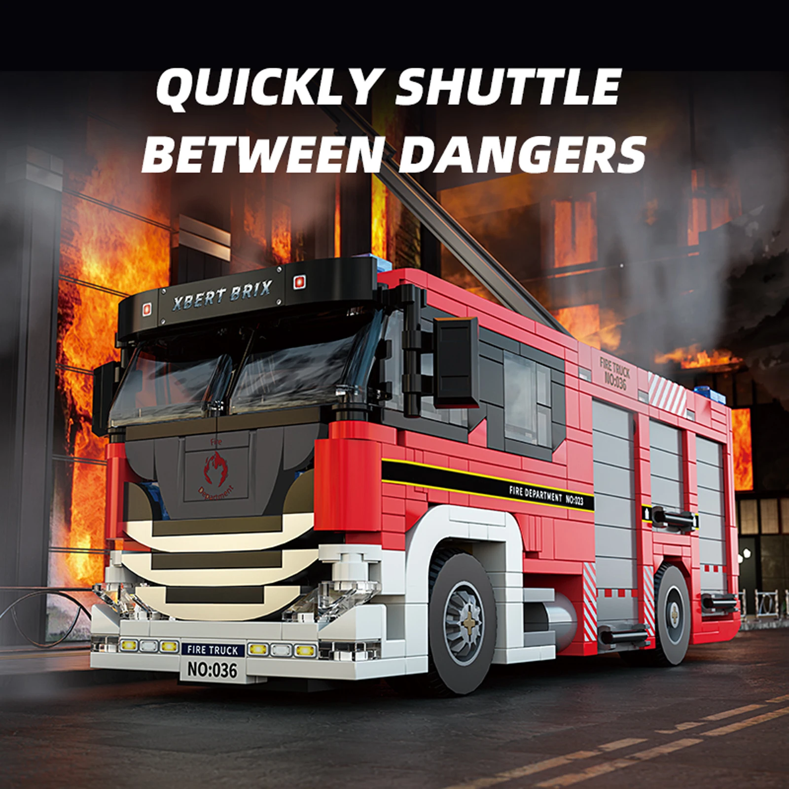 Brandweerwagenmodel 704PCS Bouwstenen Stad Reddingsvoertuig Model DIY Kit met bewegende onderdelen Educatief STEM-speelgoed voor kinderen