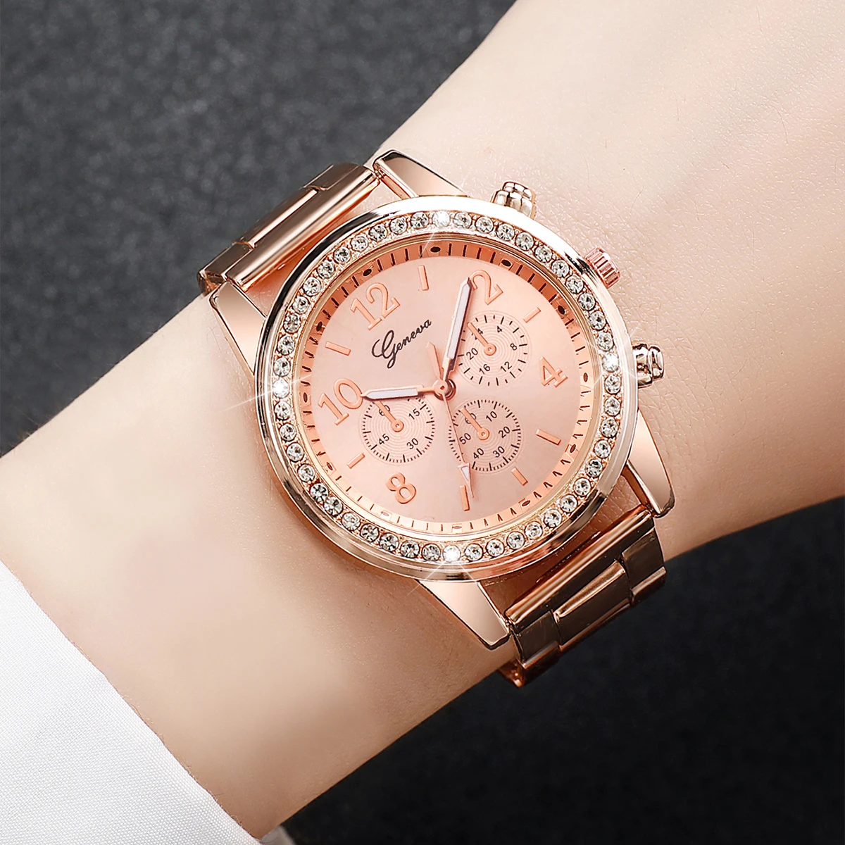 3PCS/Set Fashion Rhinestone Women's Watches Stainless Steel Band Quartz Watch（Without Box）