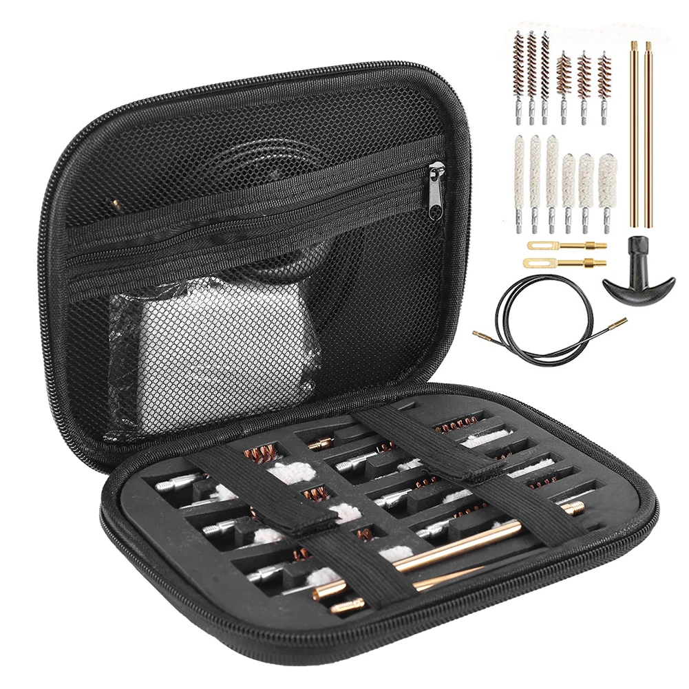 19 Pcs/set Tactical Gun Cleaning Kit Universal Handgun Pistol Brush Tool for 22/38/ 9mm/40mm/45mm Caliber Hunting Accessories