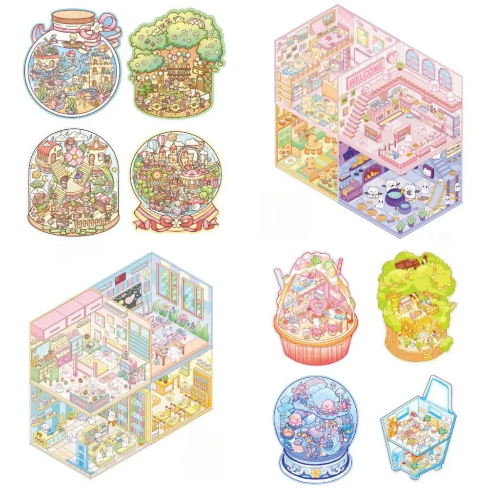 

New Cartoon 3D Landscape Sticker Book 40 Sheets 20 Scenes Miniature Scene Stickers Kit DIY Pocket Sticker for Students