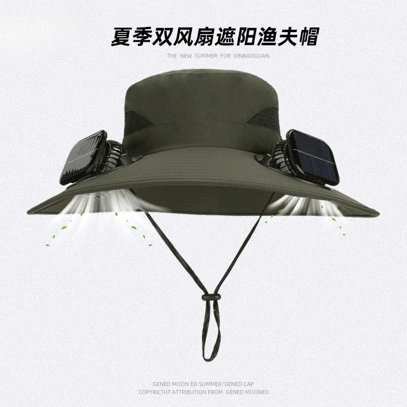 Premium Solar Double Fan Protective Hat Large Eaves Breathable Summer Garden Protective Sun Hat view 2