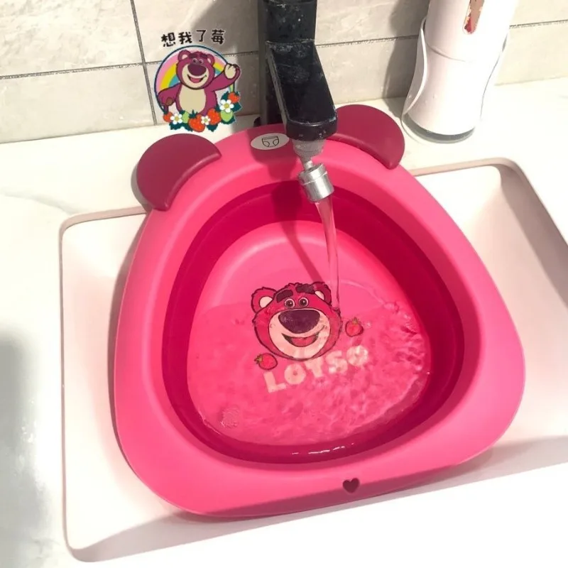 Cartoon washbasin cute ins high-looking strawberry washbasin for middle and large children travel portable foldable basin gift