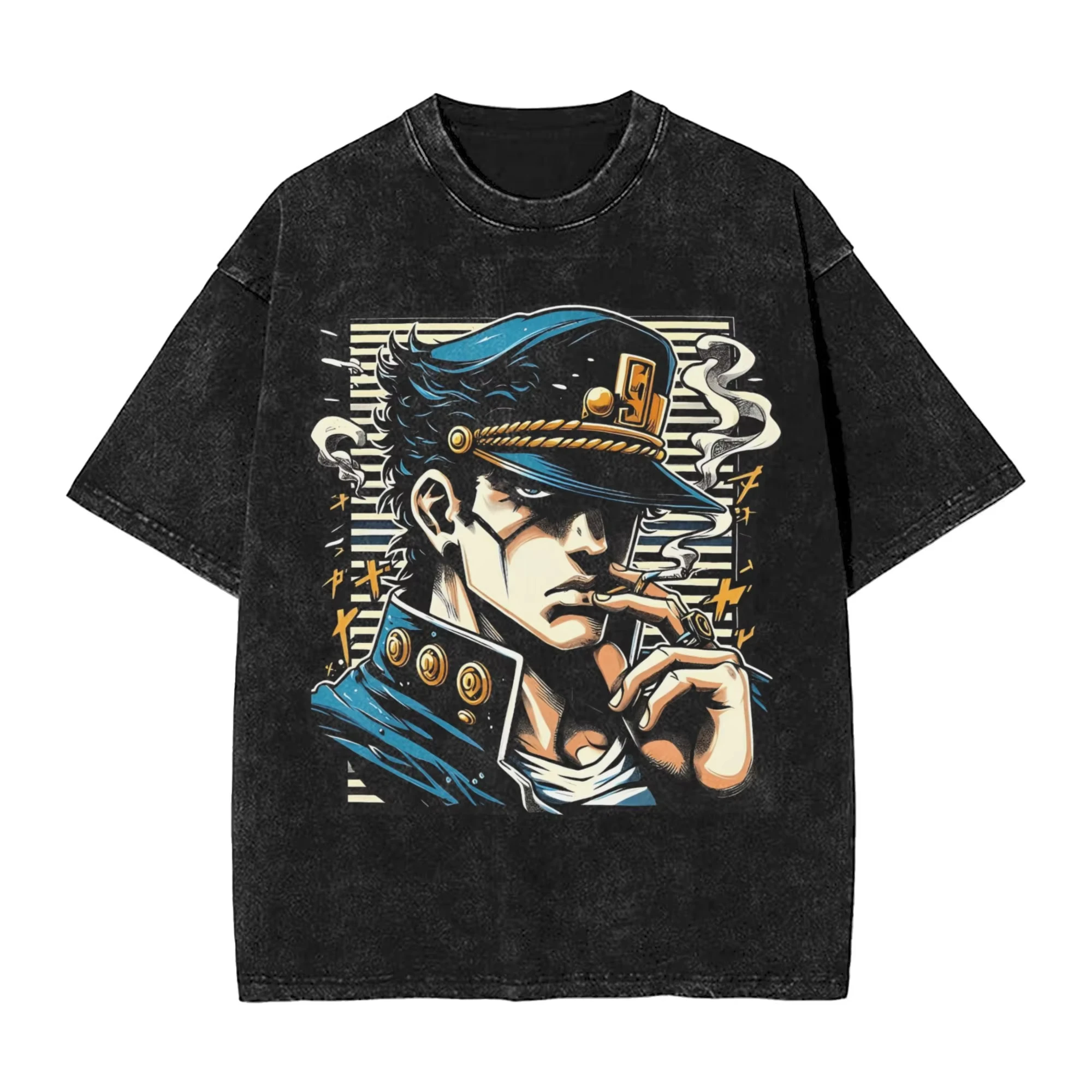

Jojo Bizarres Adventures T-Shirts Men Anime Vintage Pure Cotton Tee Shirt Crewneck Short Sleeve T Shirts Summer Tops
