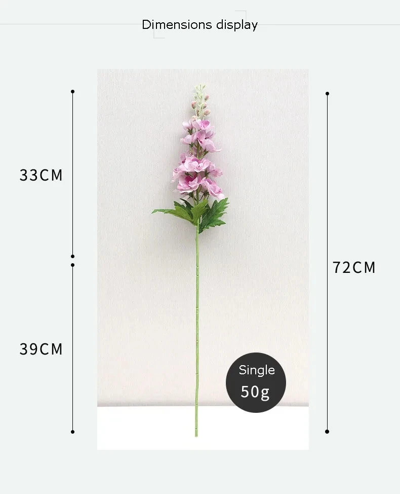 5 Stück feuchtigkeitsspendende, naturgetreue Delphinium-Kunstblumen zur Dekoration für Hochzeiten, Partys, luxuriöse Heimdekoration, künstliche Hyazinthenblumen – Detail 5