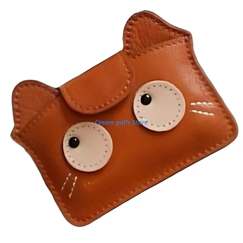 50LE Vintage Cats Themed Compact Card Holder Lightweight Practical PU Leather Design