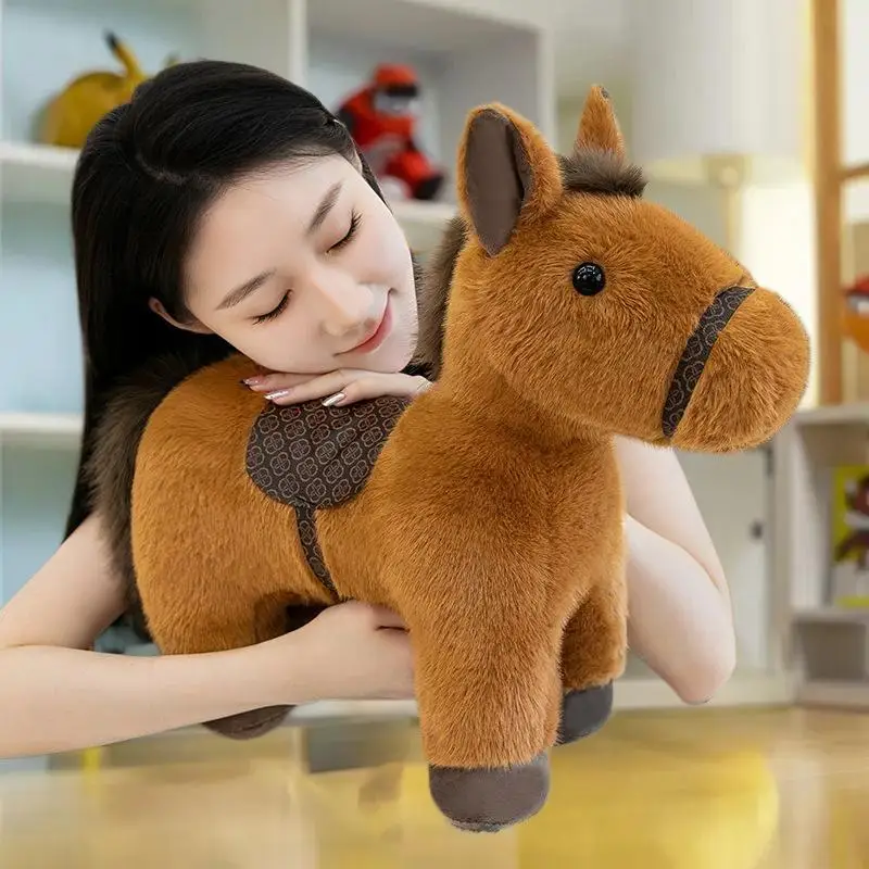 Peluche a Forma di Cavallo dello Zodiaco Cinese, Simpatico Pupazzo Imbottito, Cuscino Decorativo per Divano, Regalo per Capodanno e Festività