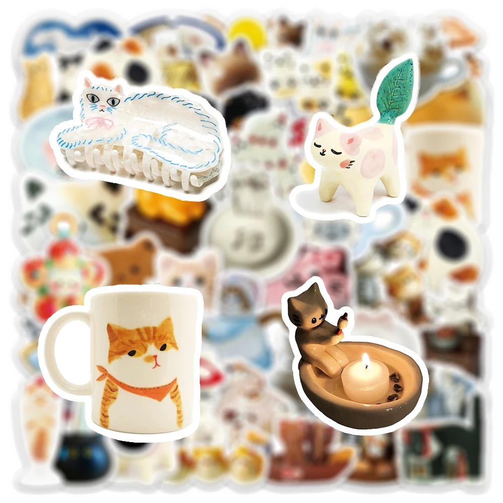 

10/30/50pcs INS Style Cute Cartoon Cat Stickers Funny Creative Decals for Kids Toy Scrapbook Luggage Phone Graffiti Sticker Pack