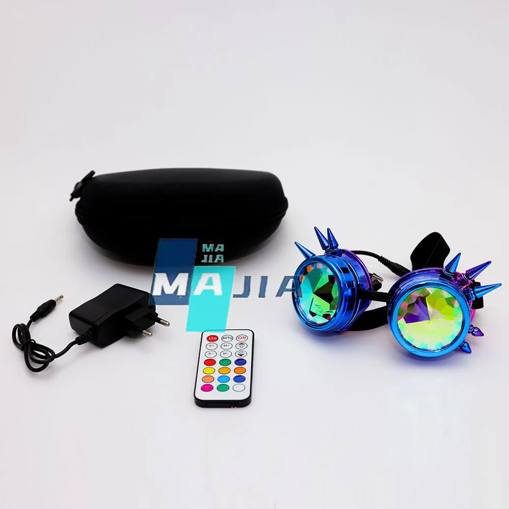 Lunettes LED Punk rechargeables arc-en-ciel, lumière polychrome, Costume DJ Rave Eye pour fête en boîte de nuit