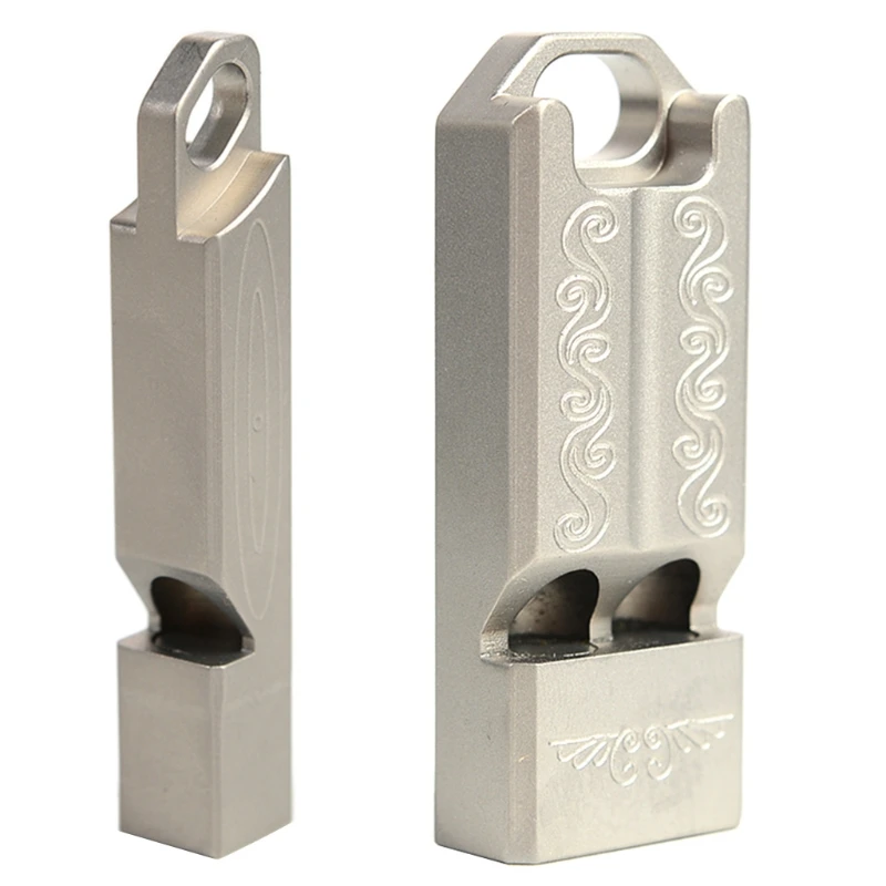 

Свисток выживания, двойная трубка с высоким децибелом, титан, для экстренной помощи с брелоком