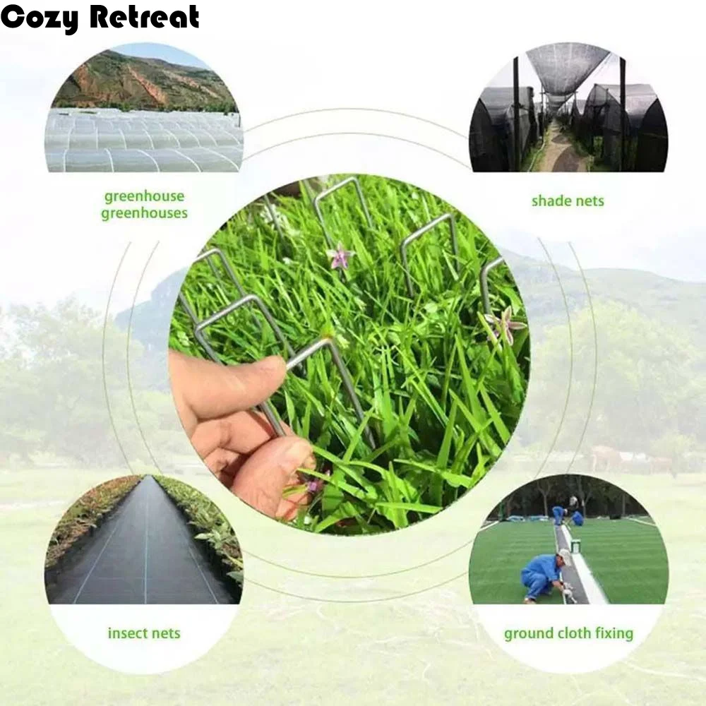 

Металлические пластиковые оцинкованные садовые U-образные шпильки, скобы для искусственной травы, стальные колышки, гвозди для газона, крючки