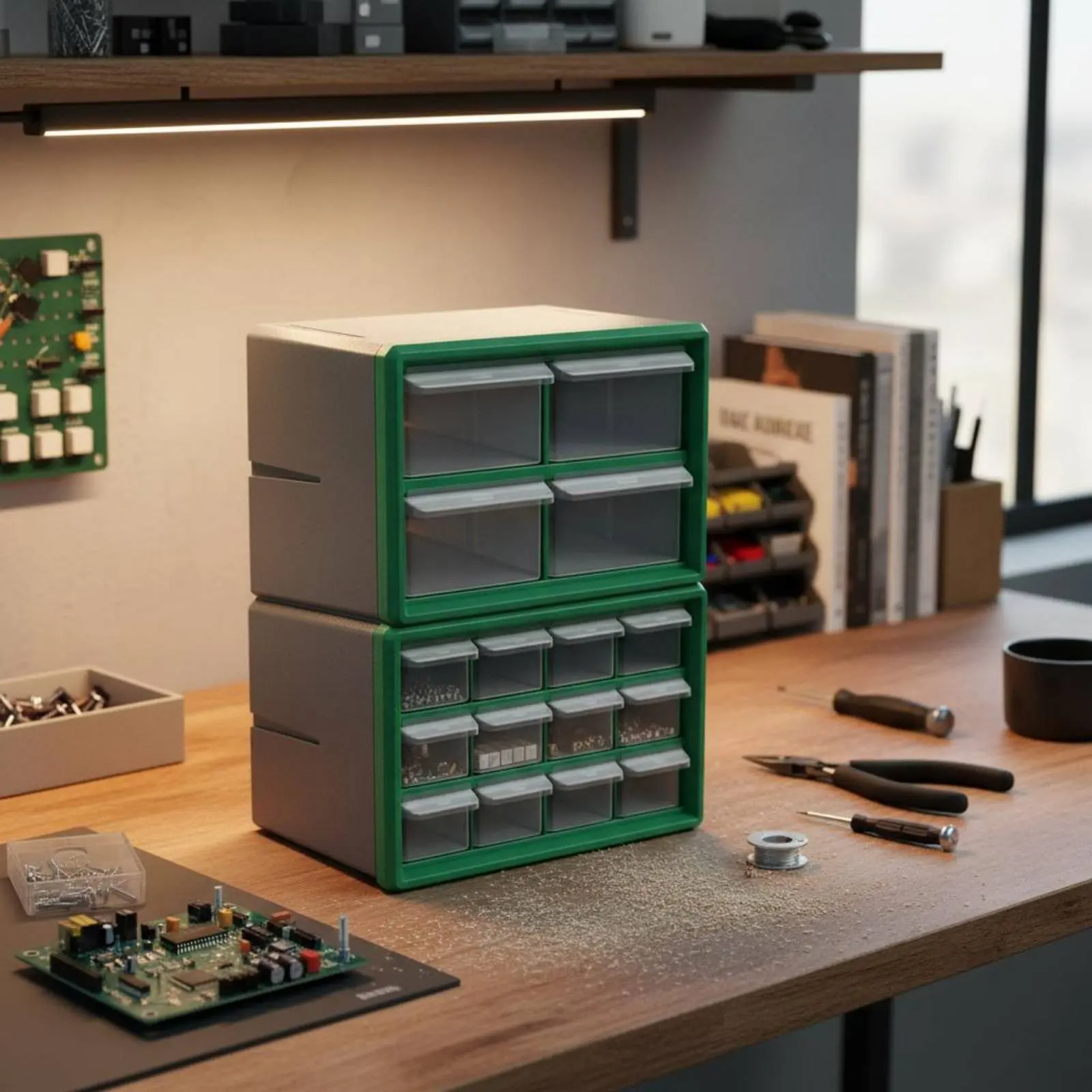 

Small Parts Organizer Cabinet Stackable Small Parts Drawer Cabinet Screw Storage Organizer Wall Mountable Sturdy for Workshop