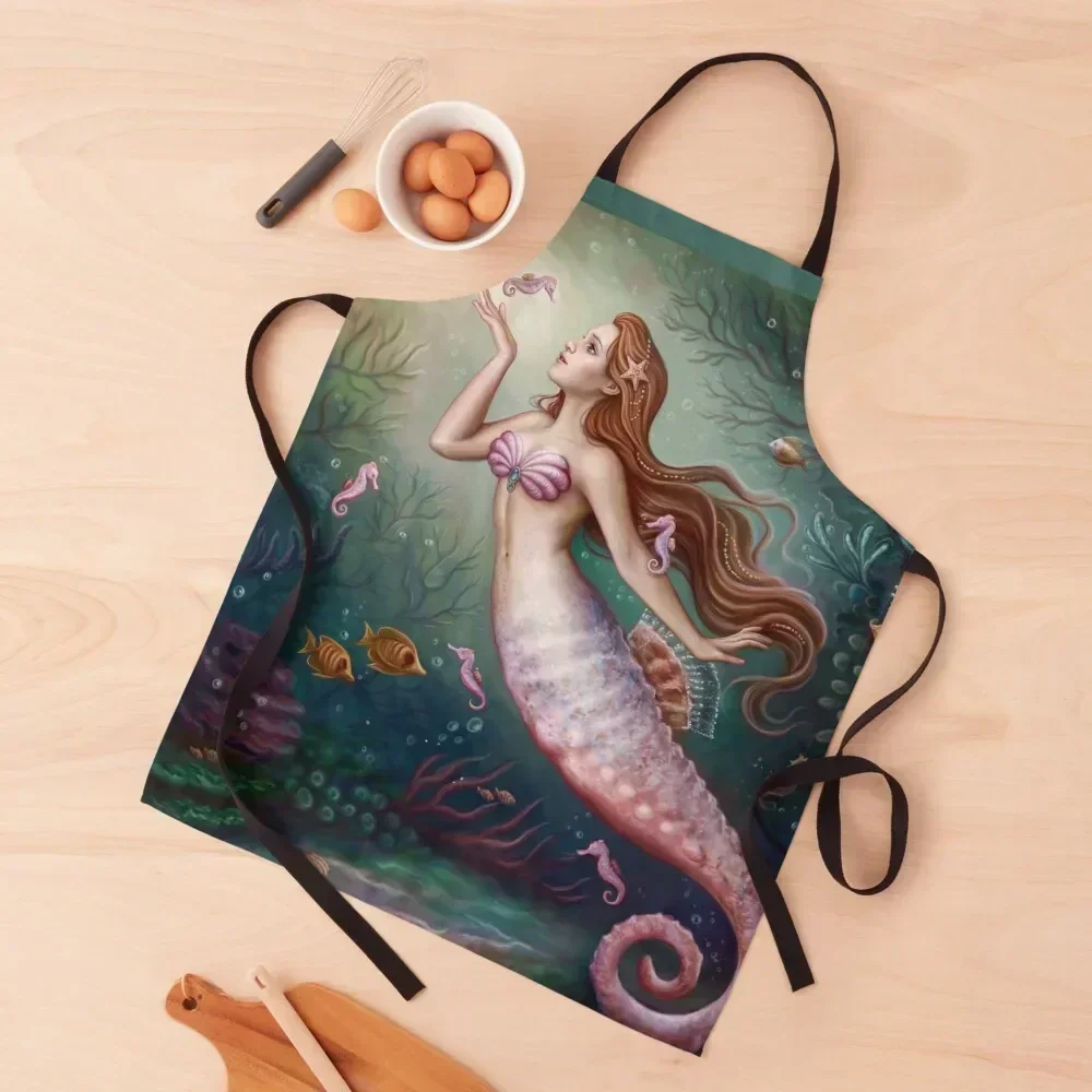 

Seahorse Mermaid Apron Kitchen Novel Kitchen Accessories Kitchen Things For Man item Apron