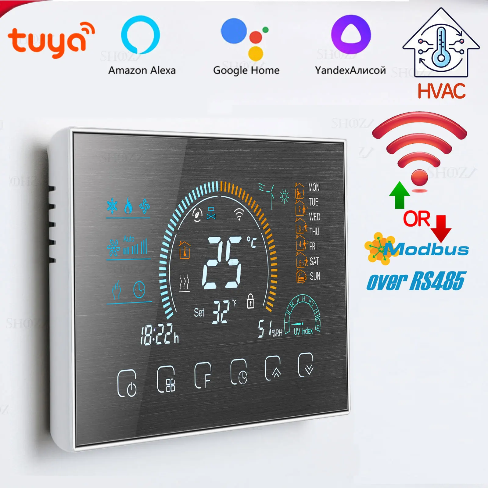 

24V/220V WIFI/RS485 Modbus RTU Programmable Thermostat for Control 2/4-Way Valve Heat/Cool air-conditioning /HAVC System