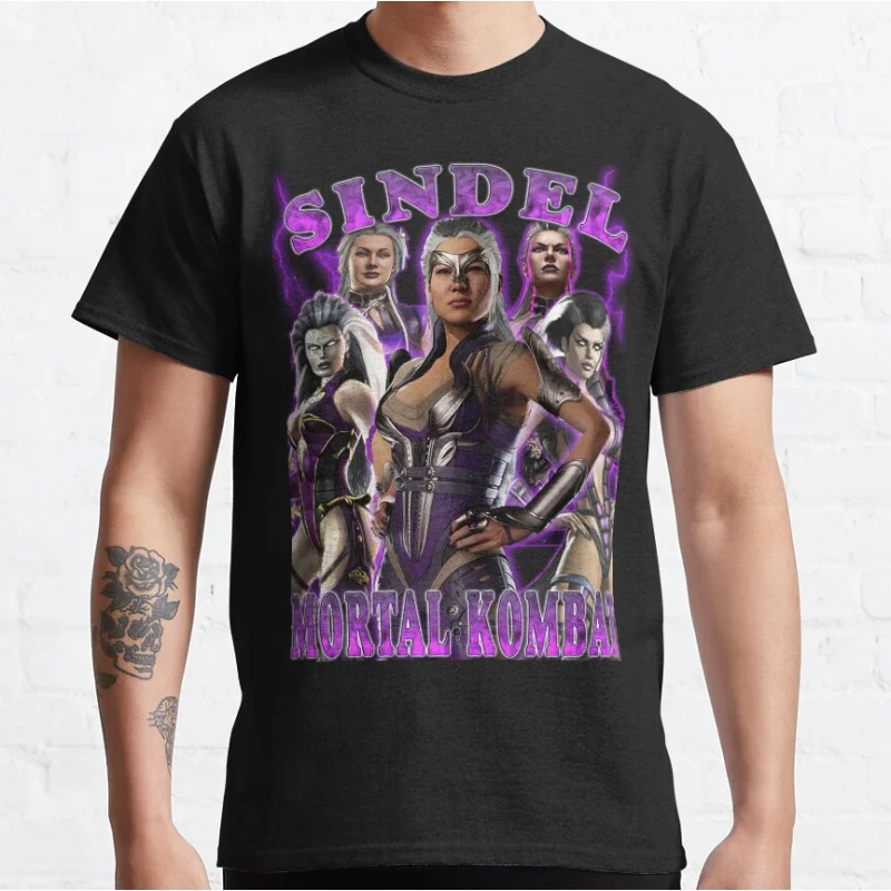 

Sindel 80s retro video game vintage Mortal Kombat Short-sleeve crewneck T-shirt for men Large size Adult Tops S-6xl
