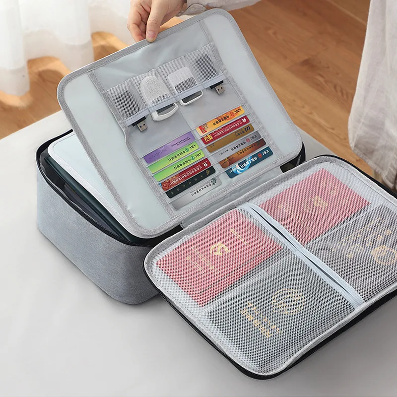 Large Capacity Briefcase Bag Business Document Bag File Folders Portable Storage Document Organizer Pouch Handheld Tote Office
