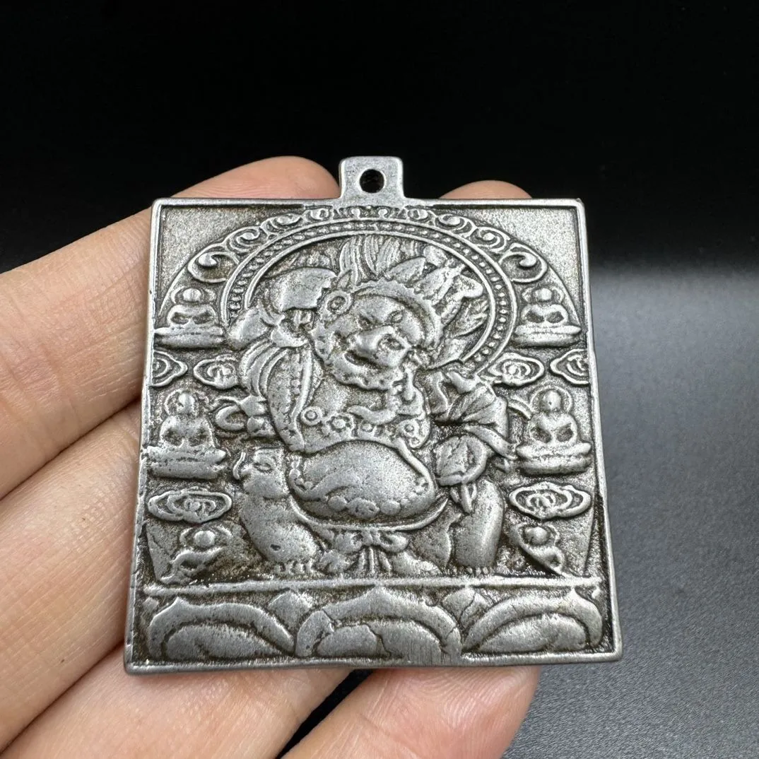 Old Tibetan Buddhist TianTie Amulet :Yellow Jambhala amulet