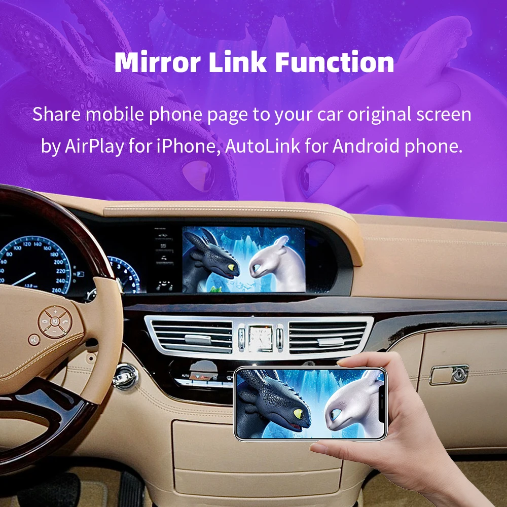 EKIY Wireless CarPlay Android Auto لنظام Mercedes Benz NTG 3.0/3.5 S Class W221 2006-2012 مع وظيفة Mirror Link AirPlay