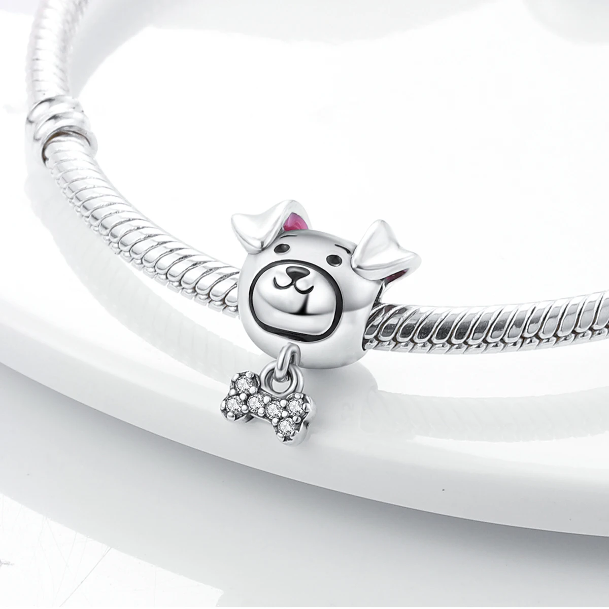 Dog Schnauzer French Bulldog Silver Plated Charm Paws Footprint Charms Beads fit Original Bracelet DIY Jewelry