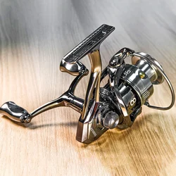 Sougayilang Spinning Reel 1000-5000 Series 5.0/4.7:1 Gear Ratio Double Handle Rocker Reel Max Drag 22LB with a Fishing Line Gift