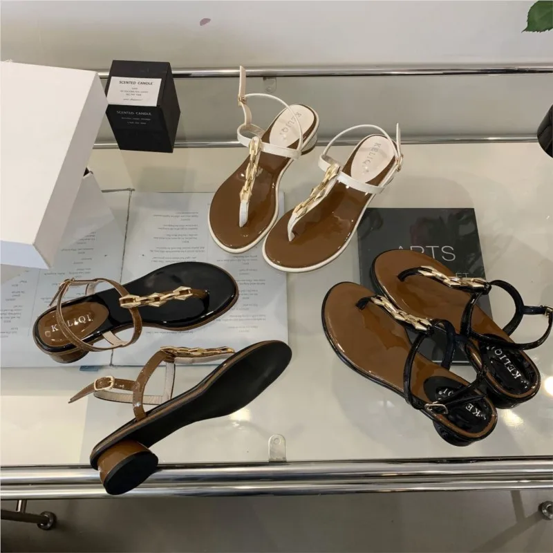 

Шлепанцы с французским носком на толстом каблуке, лето 202, новые римские сандалии на среднем каблуке для женщин