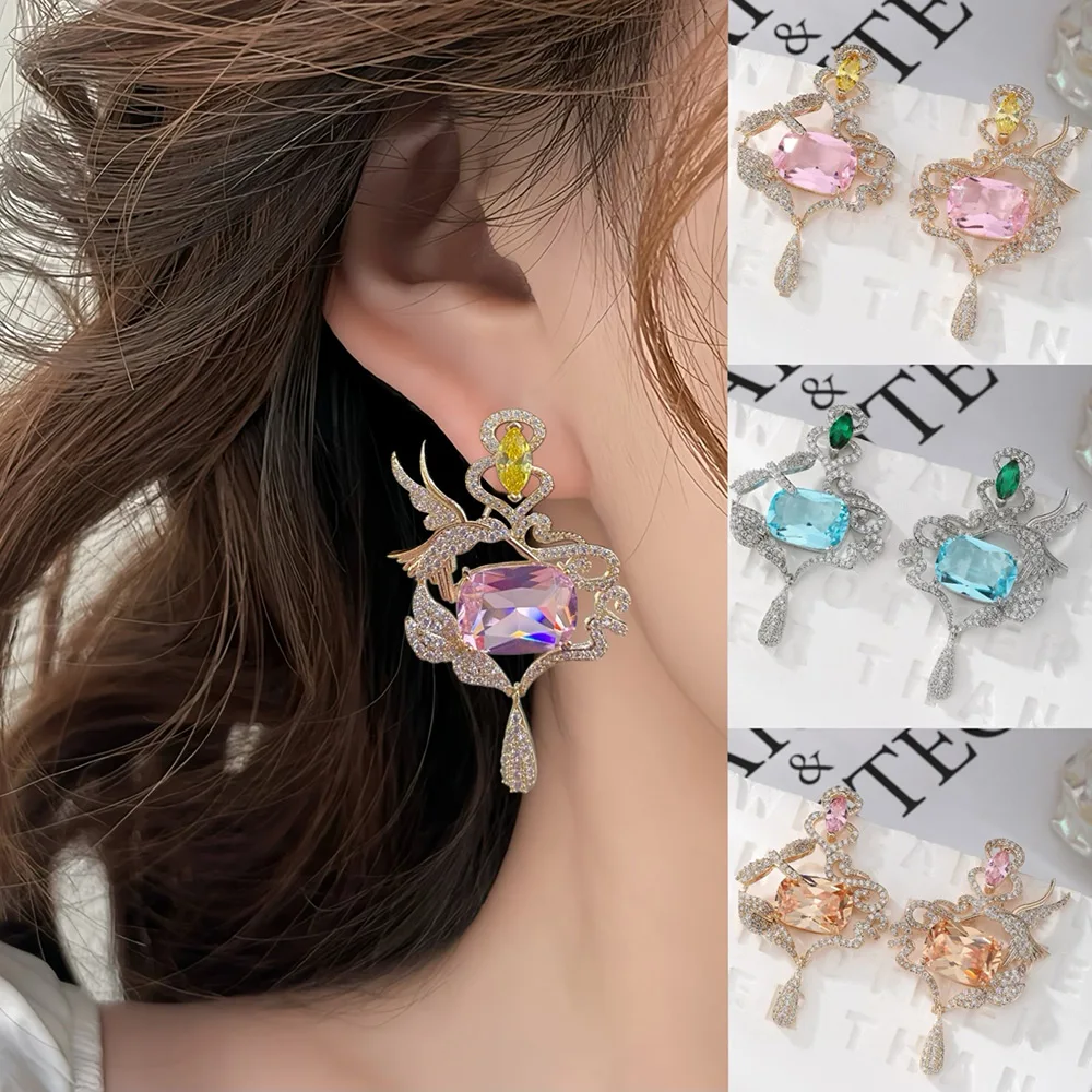 

Missvikki High Quality Luxury Gorgeous Charm Full CZ Earrings Fashion Jewelry Shiny Long Drop Earrings For Women Wedding Party