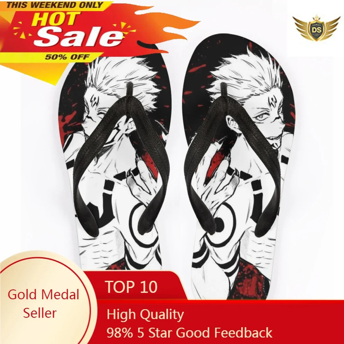 Women Summer Flip Flops Japan Anime Jujutsu Kaisen Gojo Satoru Couple Home Non-slip Slippers Comfor Outdoor Sandals