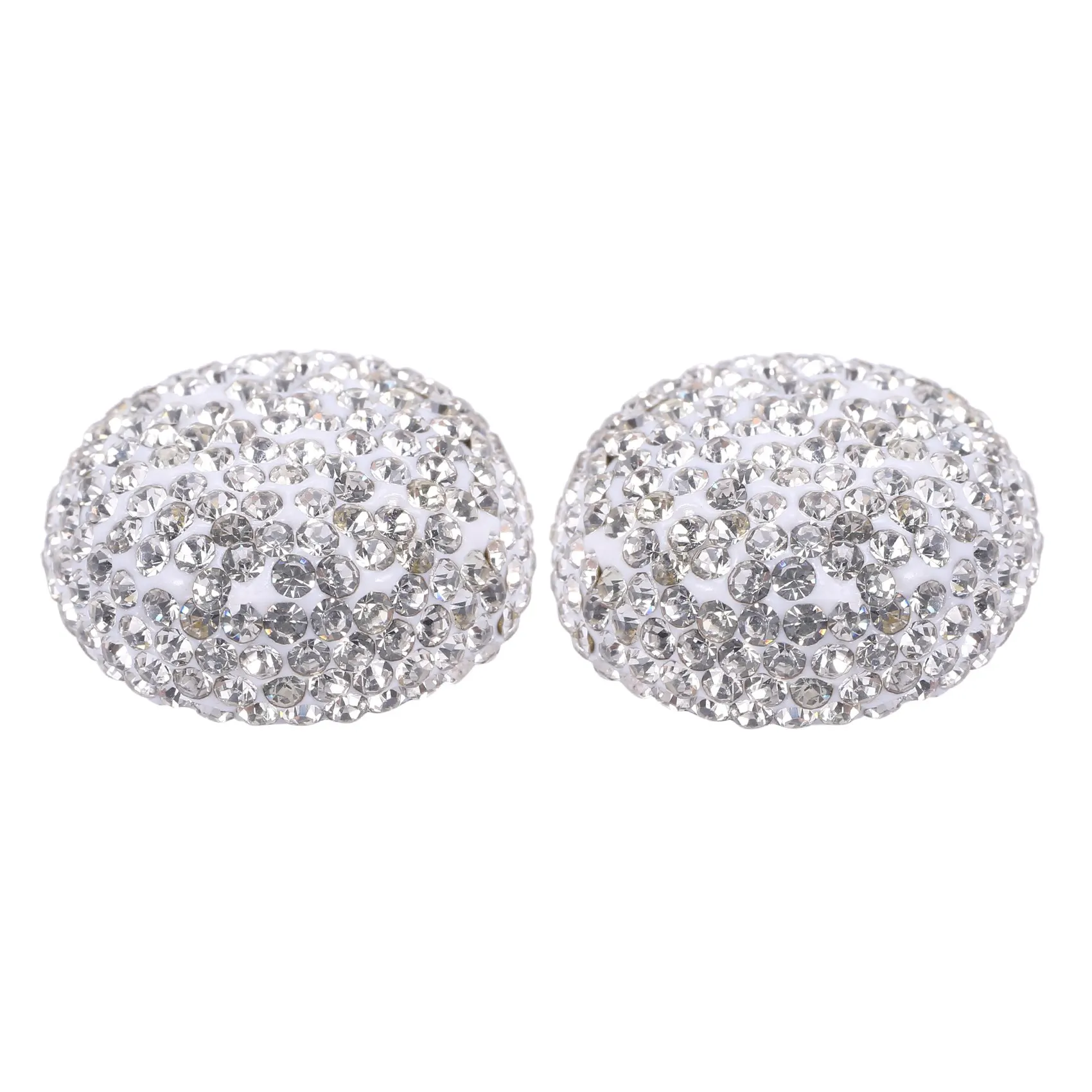 2Pcs/Set Premium Crystal Waterproof Rhinestones License Plate Frame Anti-Theft Screws Caps White