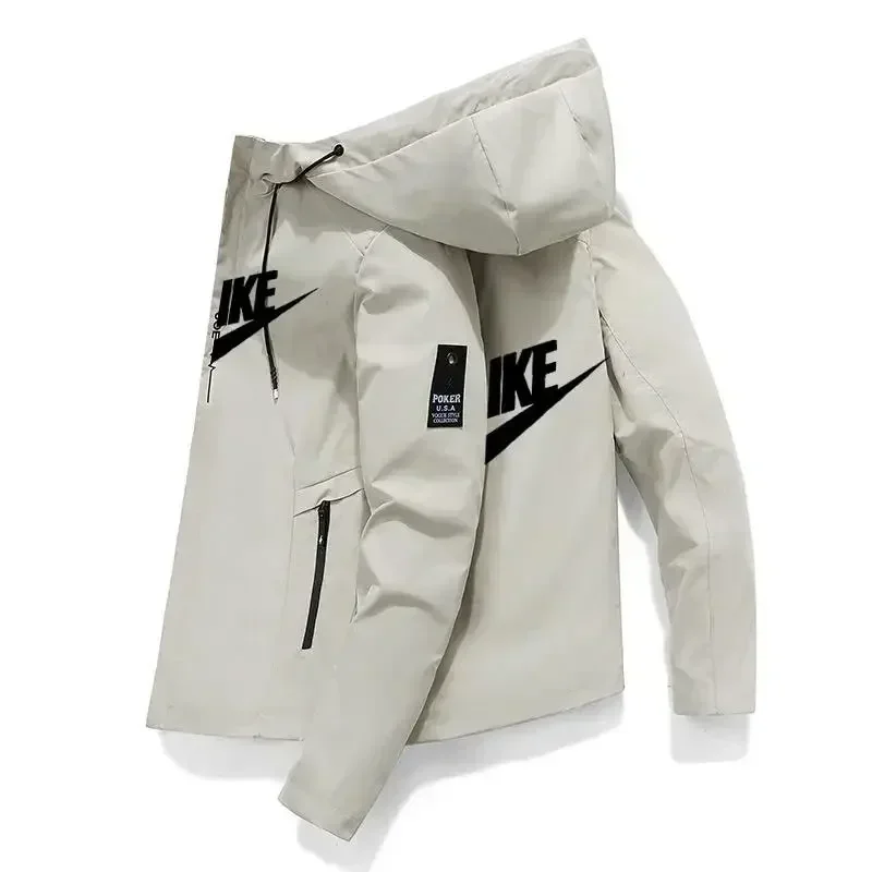 New spring autumn Men\'s Windproof waterproof Zipper Casual Fashionable High Quality Hooded Baseball print Outdoor Sports Jacket