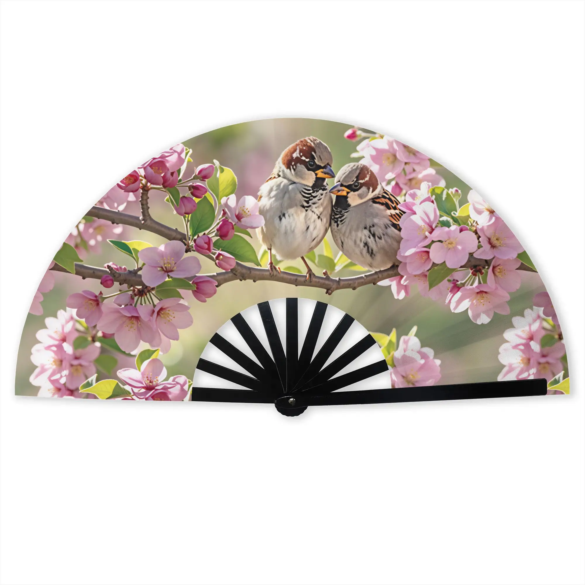 Birds Singing And Flowers Fragrant  Folding Hand Fan  Polyester Fabric Fan Novelty Summer Accessory Decorative Fans