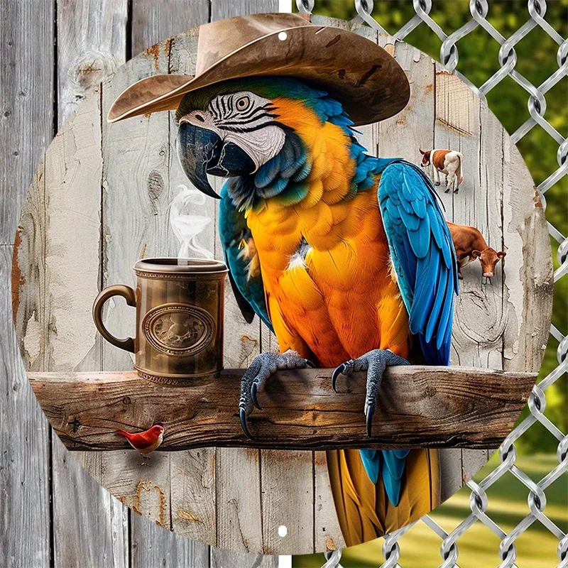 

Parrot Pet Decorative Aluminum Metal Sign, HD Printing, Ideal for Dormitory, Hippie Themed Decor, Valentine's Day Gift