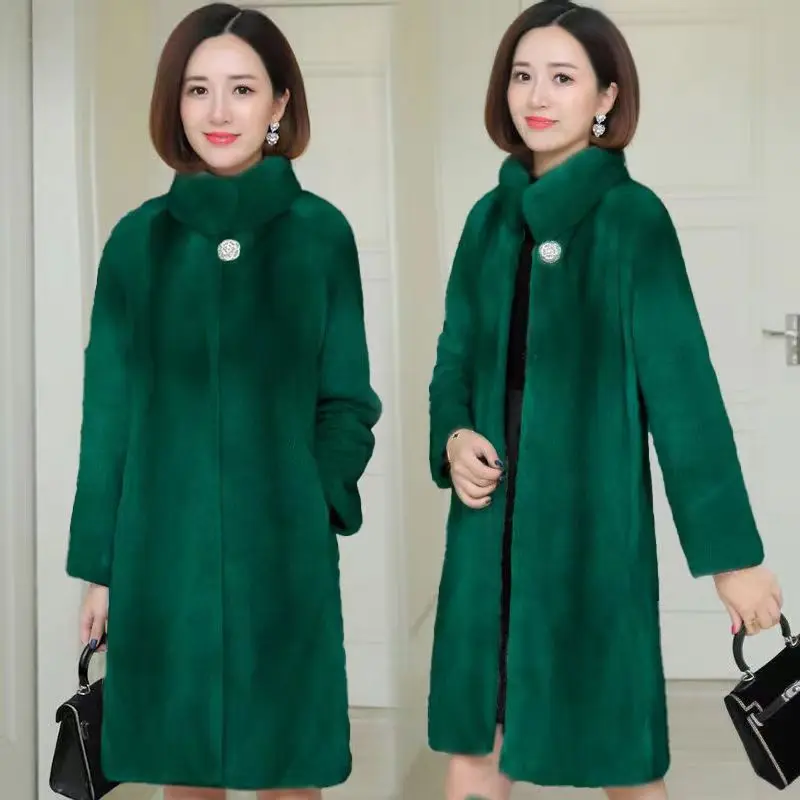 

ZXRYXGS 2024 Autumn and Winter Faux Fur Coat Women's Clothing Mid Length Korean Slimming and Imitation Cashmere Trendy Coat