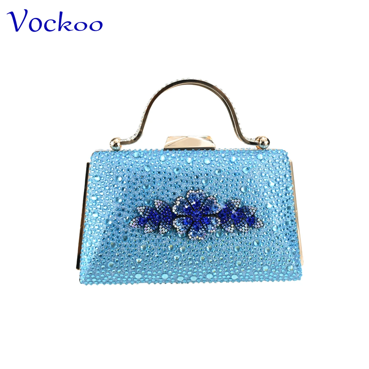 Bolsa de vestido de noite feminina com conjunto de sapatos, designer africano decorar com design de cristal com cristal na cor azul celeste para festa