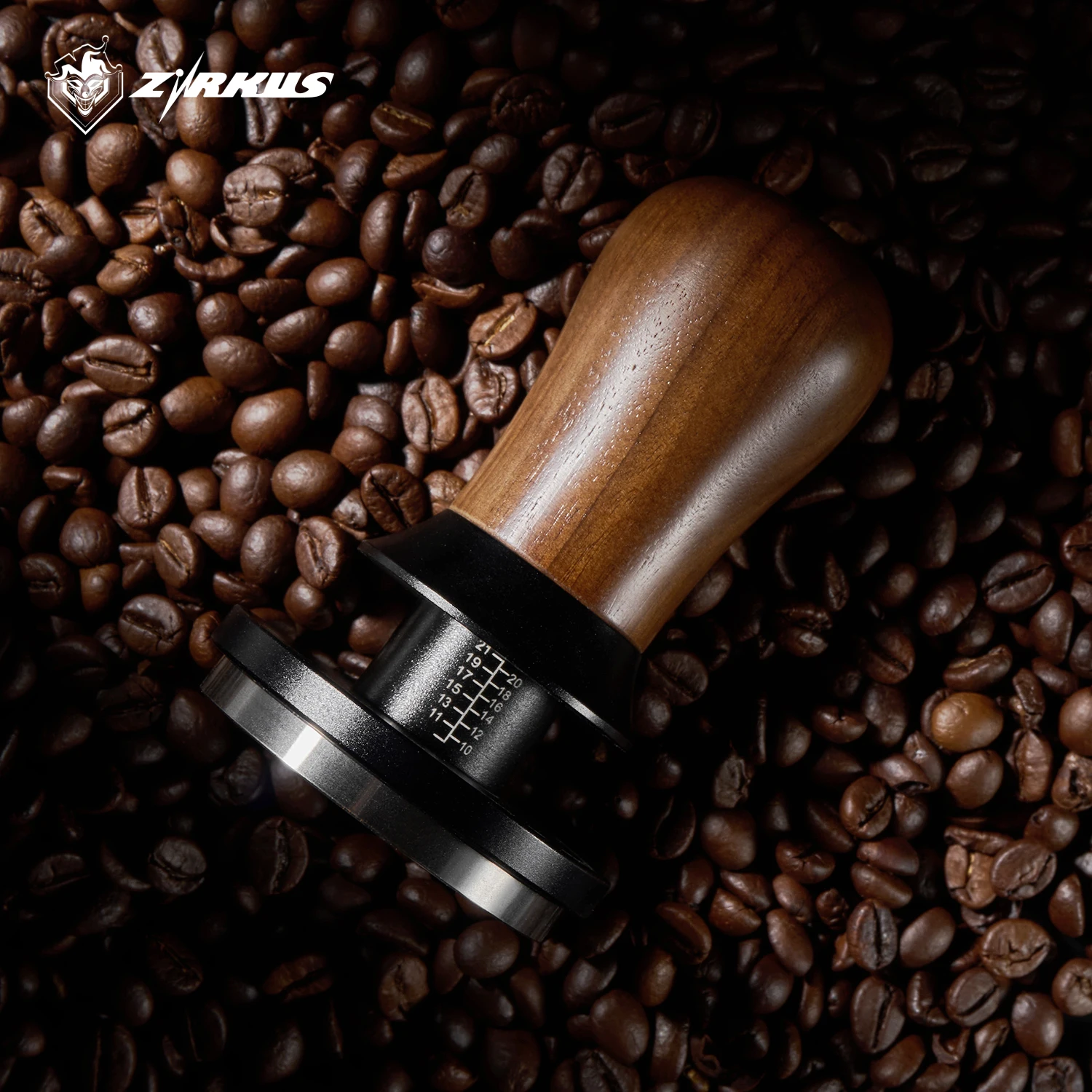 ZIRKUS Espresso Wooden Coffee Tamper, Calibrated Tamper, Self-leveling Tamper, Coffee Walnut Tamper Spring Loaded Fit 51/54/58mm