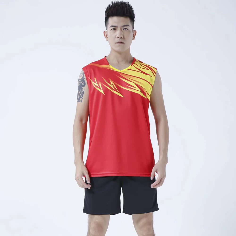 Men Volleyball Uniform Clothes Sets 2023 Summer Hot Sell Quick Dry Man 2 Piece Badninton Tennis Ping Pong Jersey Workout Suit