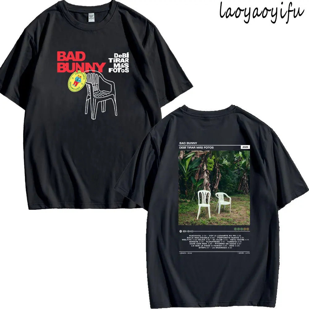 DTMF Debí Tirar Más Fotos TShirt BAD BUNNY 2025 New Album Men/women Clothing Harajuku Double Sided Cotton Tops Fans Gift TShirts