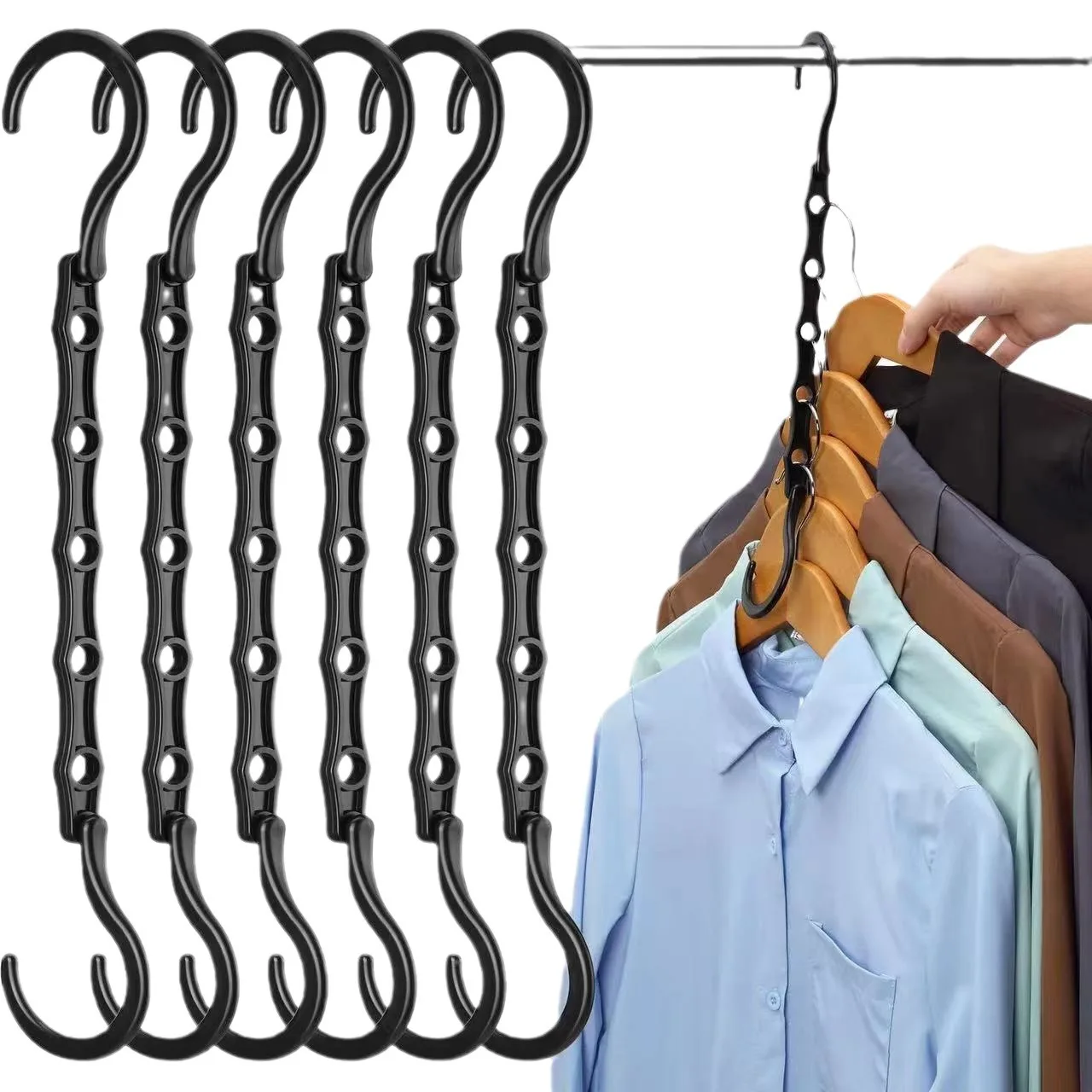 Space Saving Storage Hangers Multifunction Plastic Clothes Racks Rotary Organizer Hangers 5 Hole Magic Closet Wardrobe Organizer