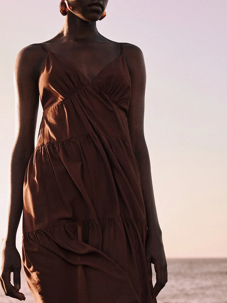 Sexy Svel Long Dr ZA2025 Nuovo abito estivo comodo e comodo a strati per le donne, perfetto per le feste