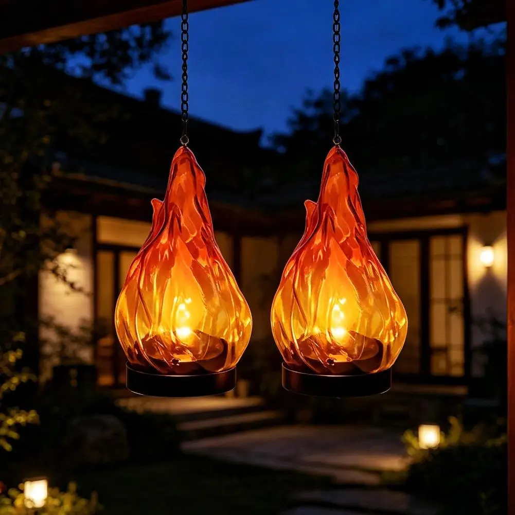 LED Fake Fire Lamp Hanging Lantern Flame Light USB Rechargeable Outdoor Camping Night Light Flame Effect Flame Atmosphere Decor view 5