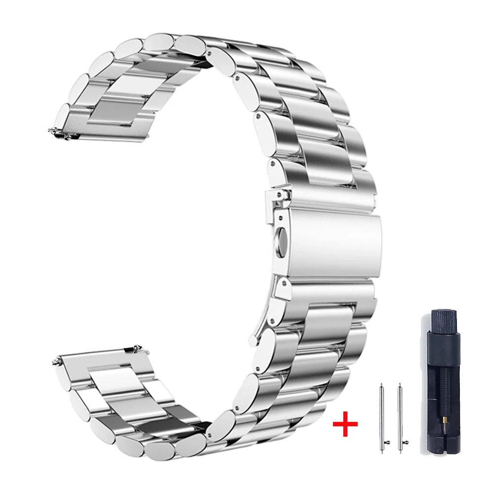 24mm Stainless Steel Strap Band For TicWatch Pro 5 Metal Link Bracelet Replacement Watchband Accessories