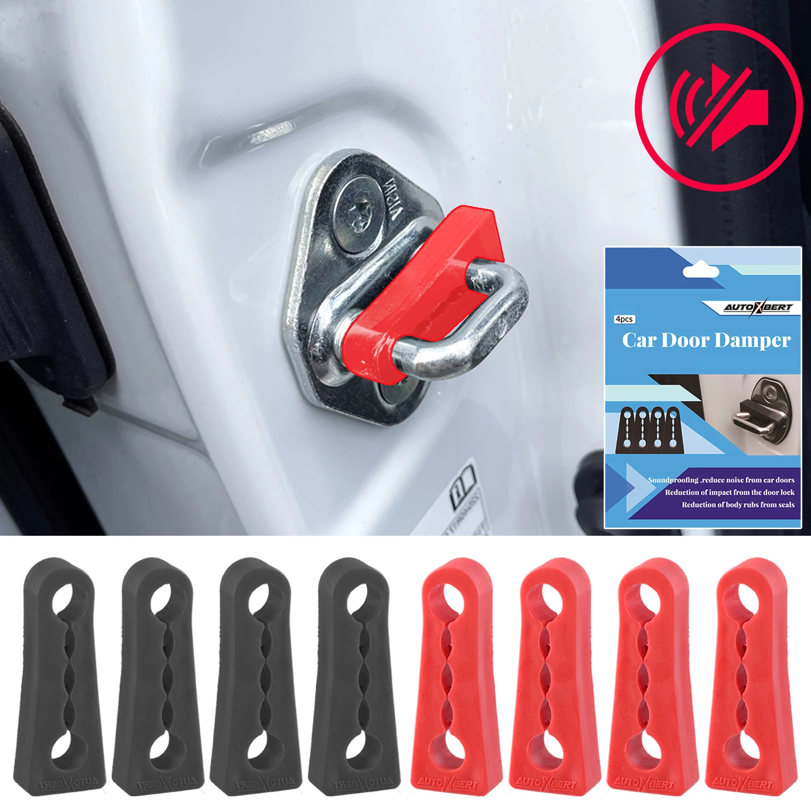 

Car Door Lock Noise Reducer, Spring Buffer, Damper, Door Buffer, Shock Absorption Pad, Sound Insulation Device, 4-piece Set