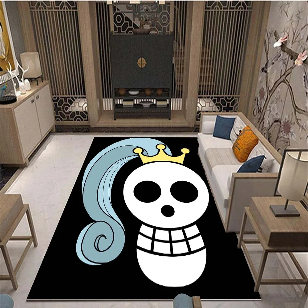 Anime Skull Pirate Hat Flag 3D print carpet Large Mat Rugs for Living Room Comfortable Soft Floor Mat for Bedroom Decor Non-slip