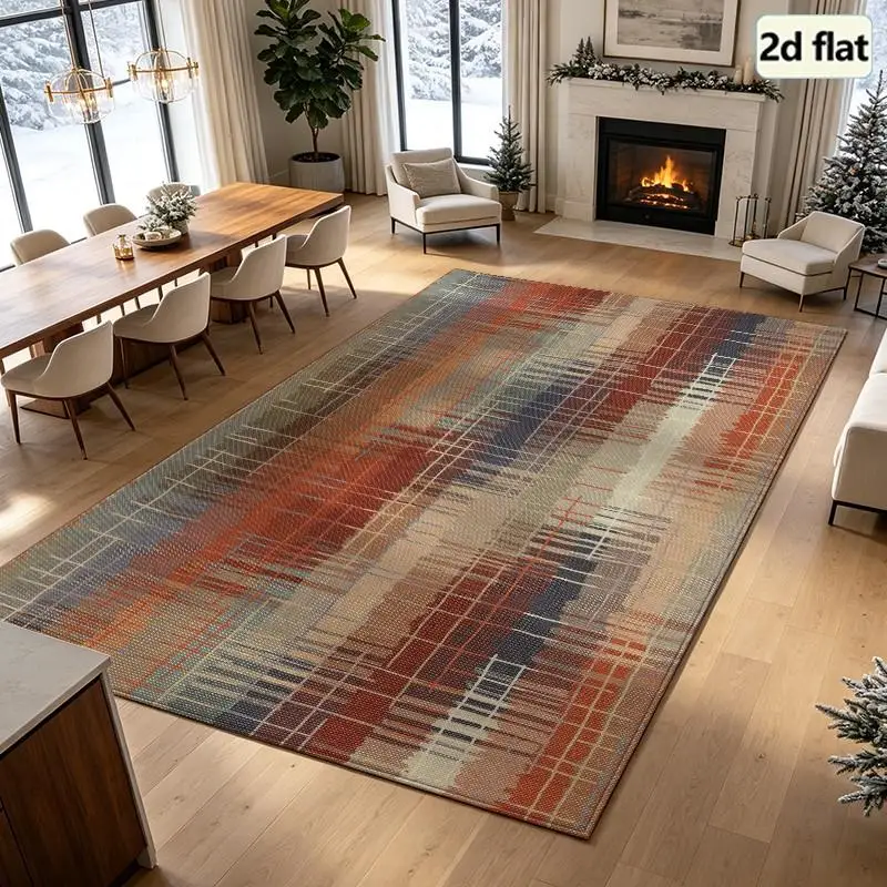 1PC Plaid Pattern Area Rug Warm Multi-color Rug For Front Western Area Rugs Living Room Outside Door Mats Washable Machine Washable Tumble Rugs Gothic Home Decor Hallway Dining Room Dorm