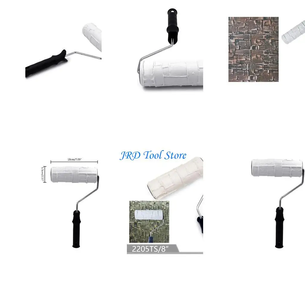 A2UD Household DIY Paint Embossing Roller Art Brush Construction Tool Brick Roller for Wall Paint Texture Rolling Flower Roll